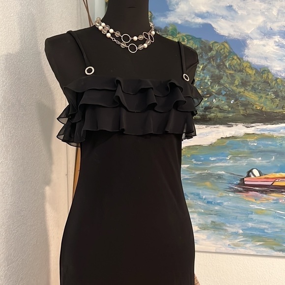 🖤VTG Joseph Ribkoff,Incredible,Vintage Little Black Dress”,Ruffled Upper,Size 4 - Picture 5 of 14